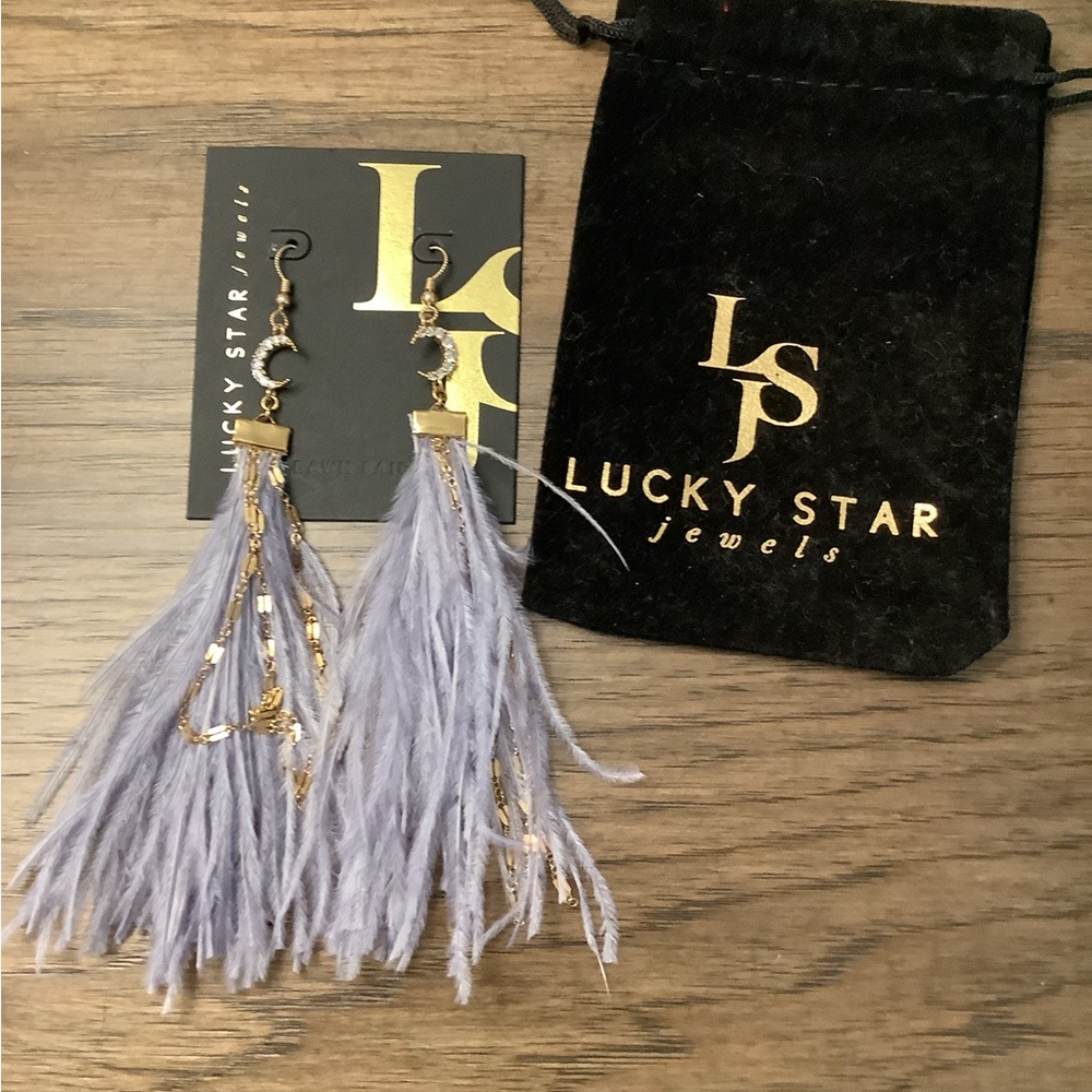 Gold and Gray Tassel Earrings